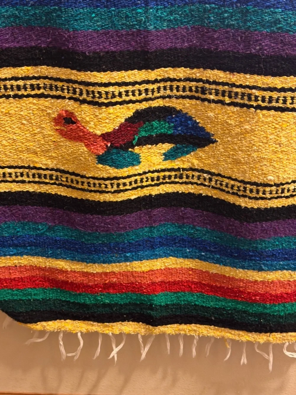 Handwoven Blanket with Turtle Design